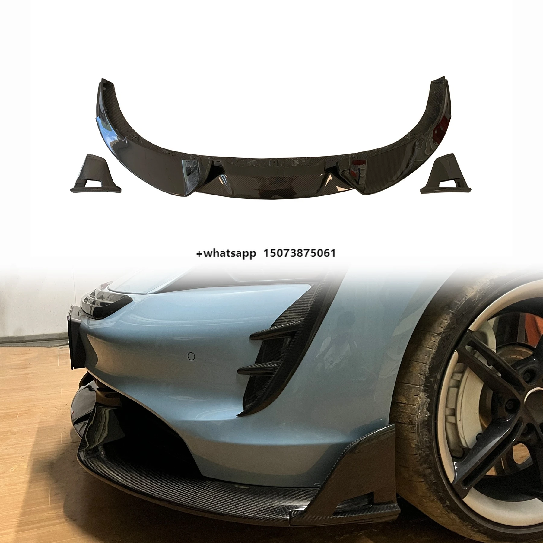 

Taycan Dry Carbon Fiber Body Kit M Style Front Lip Front Spoiler Auto Parts forTaycan