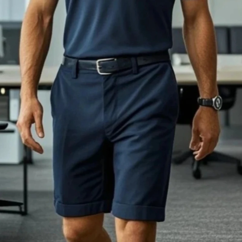 Office Dress Shorts Men Quick Dry Casual Bermuda Shorts Summer Ice Silk Cooling Business Zipper Fly Formal Shorts Mens Work Wear