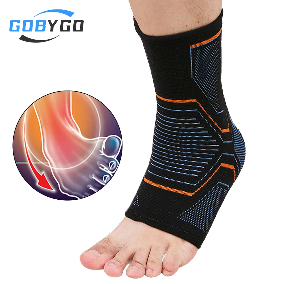 GOBYGO 1Pcs Elastic Knitted Sports Ankle Support Brace Cycling Yoga Basketball Volleyball Foot Joint Ankle Protector Men Women