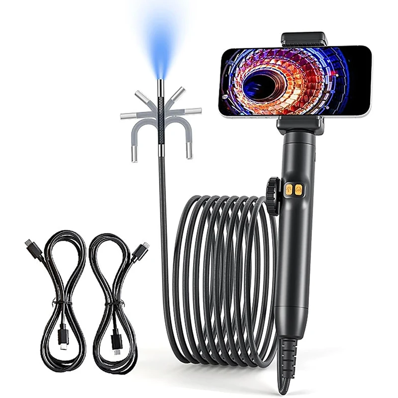 Endoscope Camera with Light 1920x1440P Phone Borescope Inspection Scope for iPhone Android Semi-Rigid Snake Cable for Automotive
