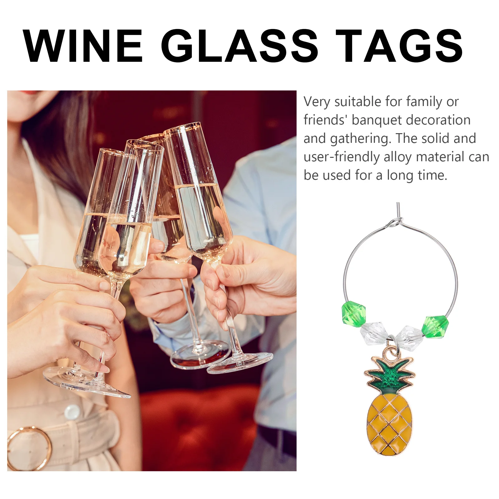 

6Pcs Wine Glass Charms Stylish Fruit Shapes Alloy Material Party Drink Markers Cup Identifiers Tags Wine Glass Charm