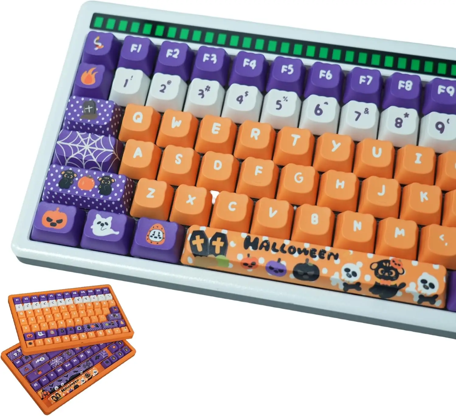 133 Halloween Themed Keycaps  PBT KeyCapsSet  Panda Shape Keycaps for Mechanical Keyboard (60 65 75 100 Percent Fit All Layouts)