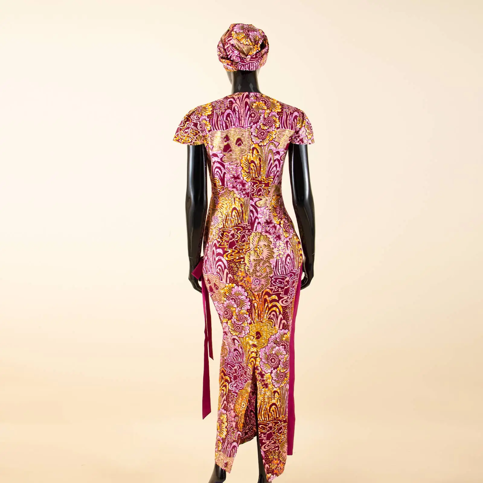 pink and gold african dress Pink Party Dress African Print Patchwork Sweetheart Dress With Pockets and Tie Belt Fully Lined With Underskirt 100% Cotton