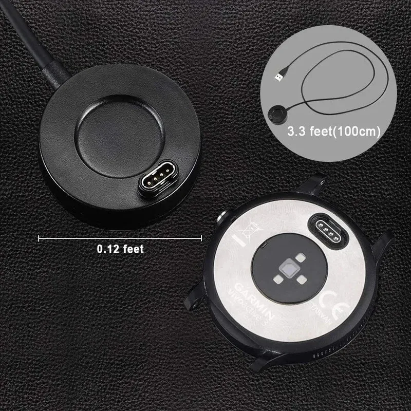 Cabo de carregamento usb para garmin vivoactive 3 4 4S/fenix 5 5x 6S 6x 7x 7s 7/venu sq estação de suporte de carregador de música data para 935