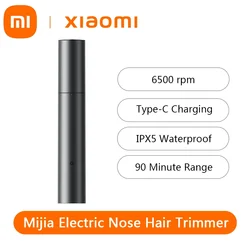 Xiaomi-Mijia Aparador Elétrico de Pêlos Nariz, Carga Tipo-C, Sucção Magnética, Capa Protetora, Revestimento Antibacteriano, IPX5, Impermeável