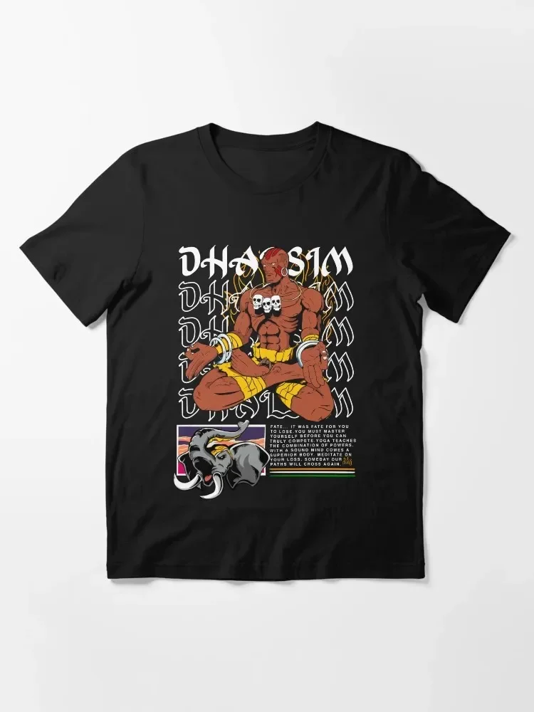 Classic Japanese Game T-shirt with Indian Fighter Dhalsim Print, Made of Pure Cotton, Short-sleeved, Round-neck Top