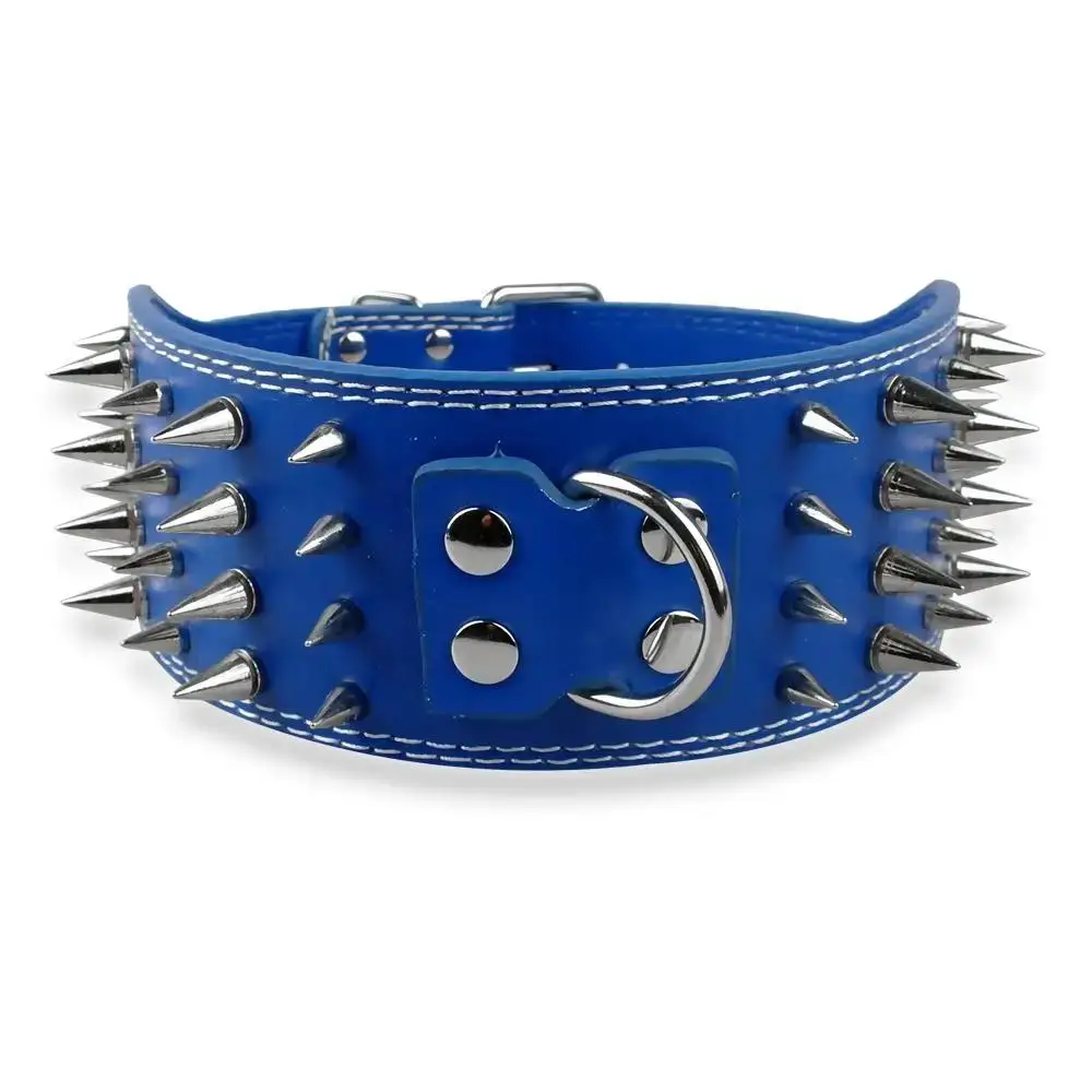 Collar de cuero con tachuelas y picos de 3 pulgadas de ancho para perro mascota L XL M Pitbull tallas grandes razas Doberman para