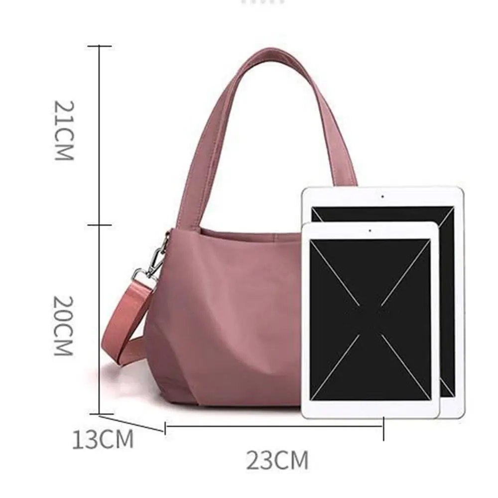 Borsa a tracolla di grande capacità borsa a mano Casual in Nylon moda borsa a tracolla leggera impermeabile tinta unita donna ragazze