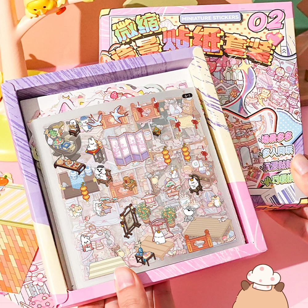 20Scenes in1Box 2.5D Landscape Sticker Album Cartoon Scene DIY Toy Game Festival Birthday Present Gift for Kid Girl Child image 4