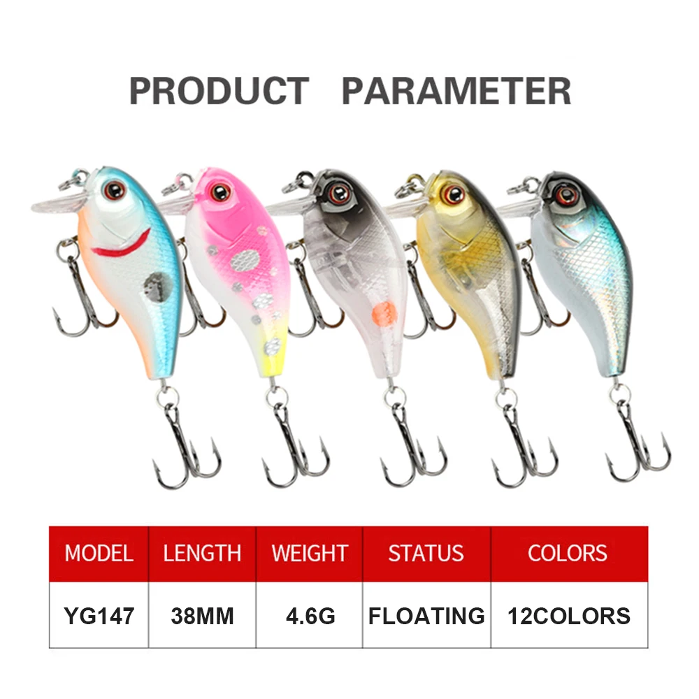 3.8cm 4.6g Fishing Lures Floating Micro Crankbait Wobbler Artificial Hard Bait Jerkbait Fishing Accessories For Bass Trout YG147