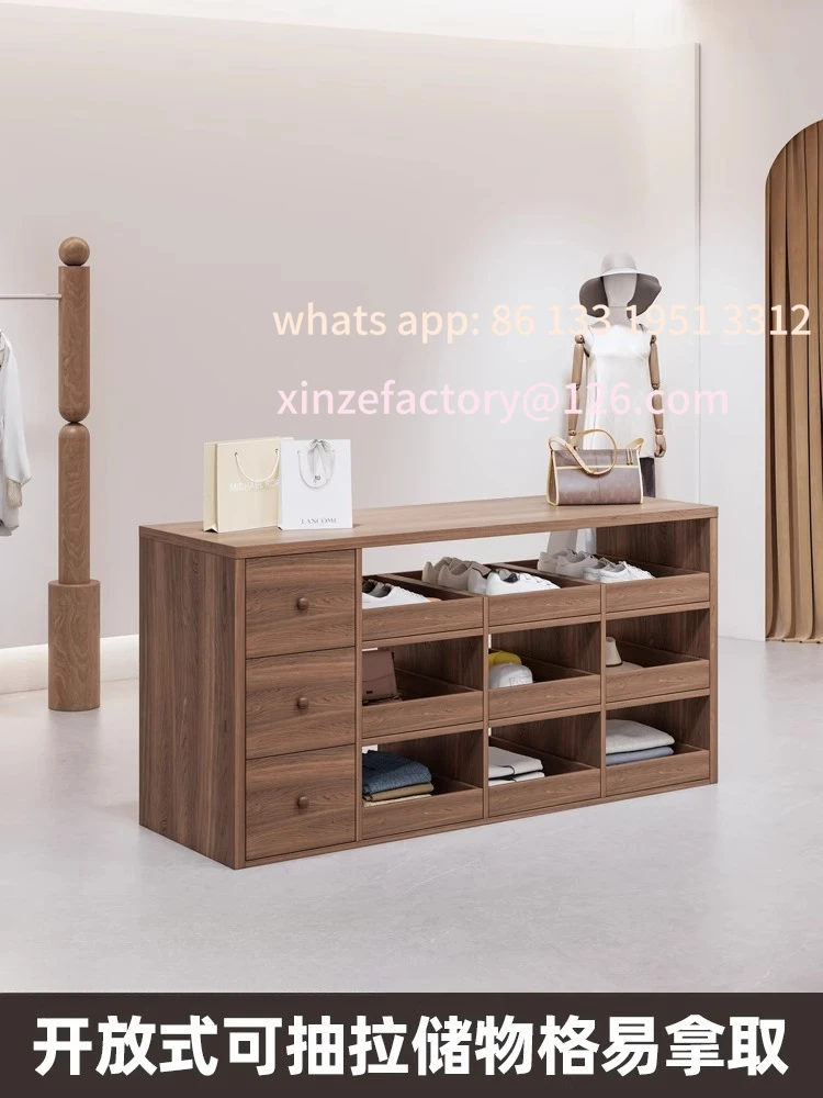 

Customizable Solid wood clothing store, Nakajima table can be pushed and pulled on both sides, running water table, women's clot