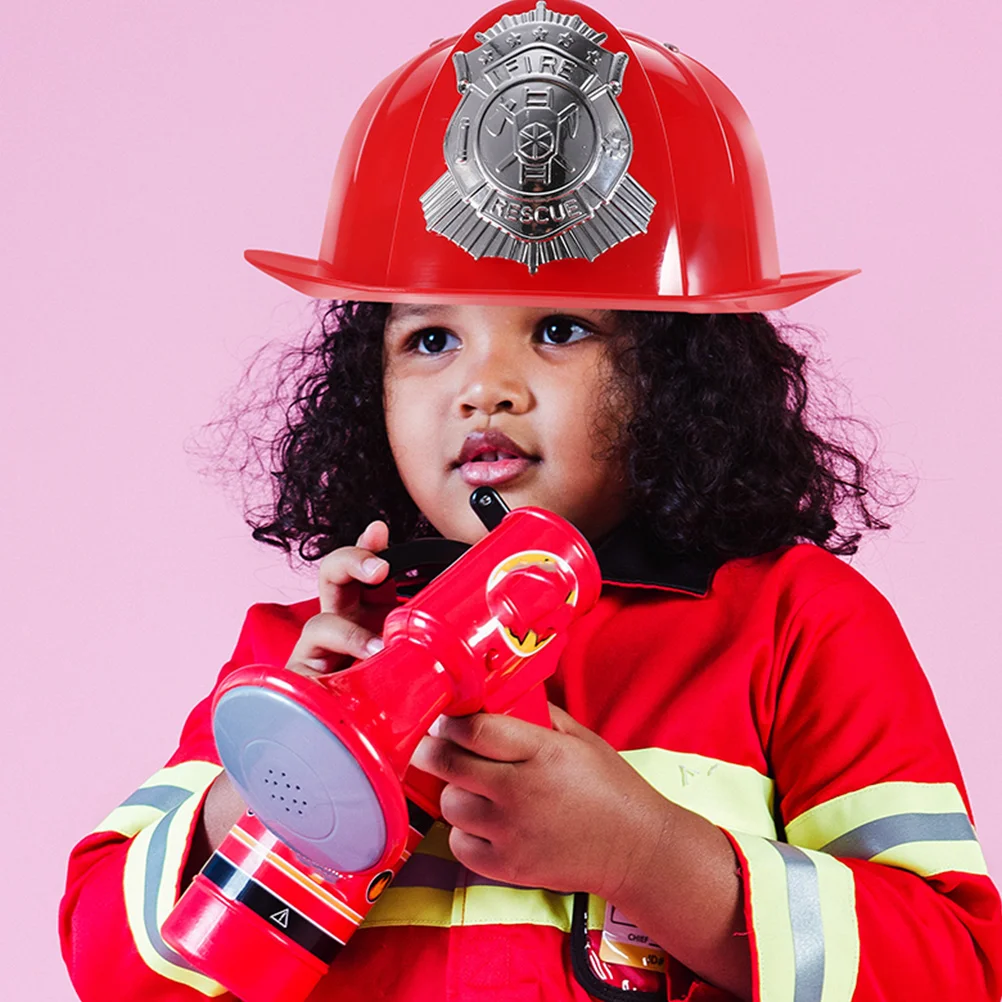 2 Pcs Kids Firefighter Hat Helicopter Costume Accessory Cosplay Plastic Fireman Child Prop