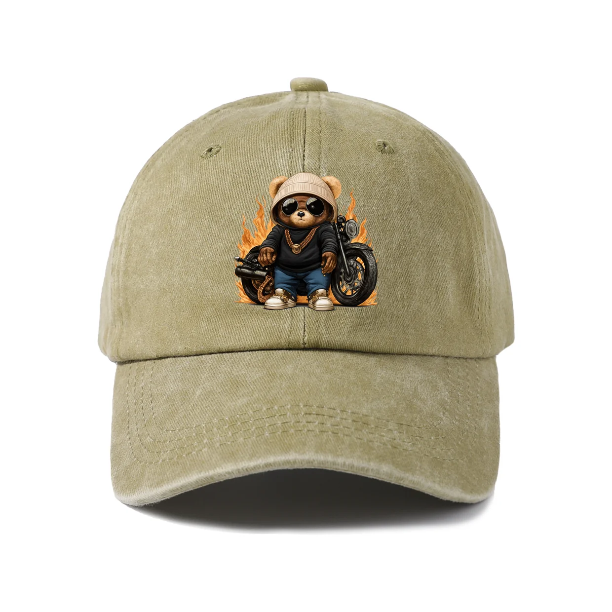 Biker Sloth Motorcycle Graphic Vintage Washed Baseball Cap, Adjustable Unisex Dad Hat, Casual Gift