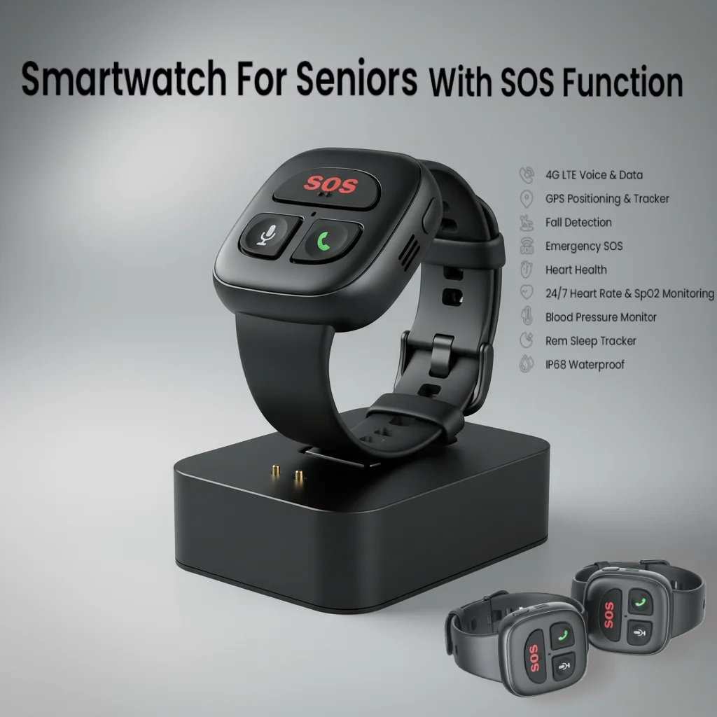 

H105A 4G Non-screen Smart Elderly Watch One Button SOS- Two-way Phone Call Watch GPS Tracker- Fall Prompt Wrist Watch for Senior