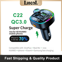 C22 Car Bluetooth 5.0  Fm Transmitter Qc3.0 PD20W Charger Fast Charging Mp3 Player For Car New Dual Display Voltage Detection