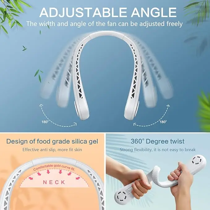 Wholesale Outdoor Sports Neck Fan USB Hanging Neck Fan Rechargeable Mini Portable Cooling Neck Fan view 5