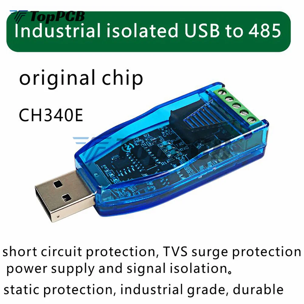 Imagem -04 - Usb para Conversor Rs485 Isolar Módulo Atualizar Tvs Industriais Proteção Esd Original Ch340e Padrão Rs485 Placa de Conector