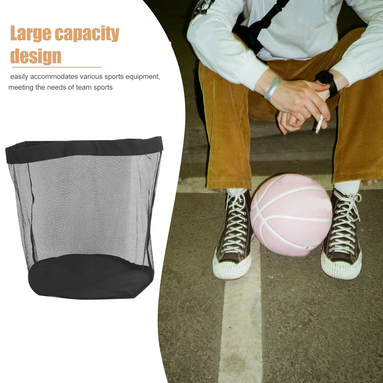 

Oversized Large Capacity Sports Equipment Mesh For Basketball Soccer Softball Gear Storage Durable Drawstring Closure Breathable