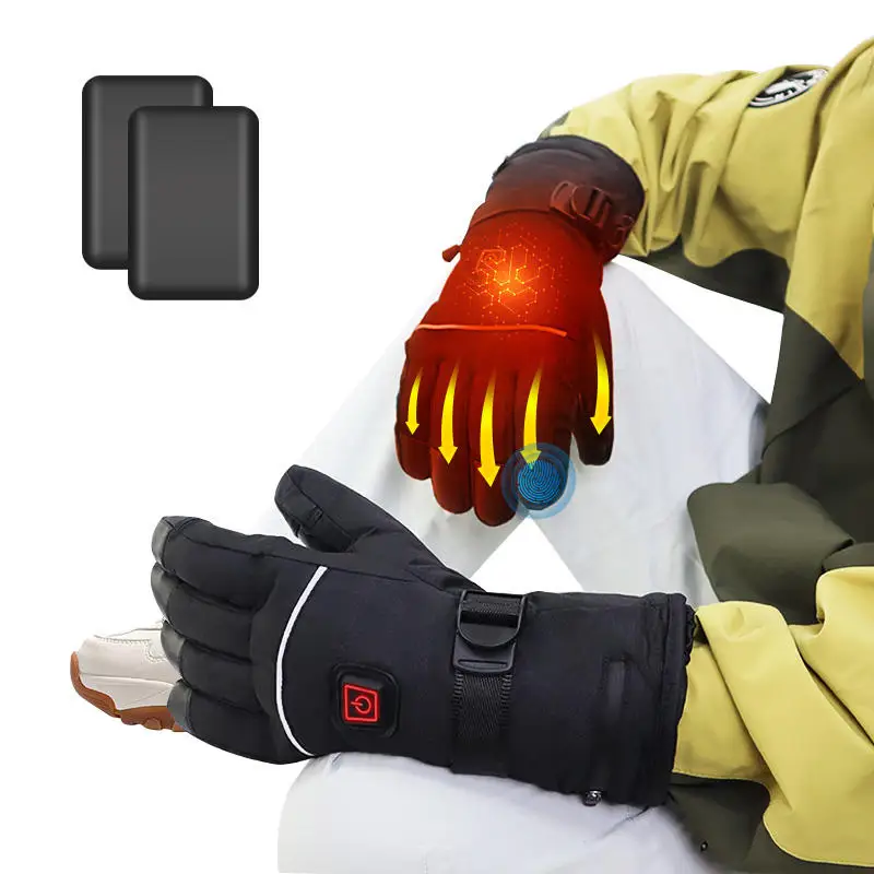 Custom Electric Leather Gloves for Winter Outdoor Biking and Skiing Warm Touch Screen Protector Warm Heated Gloves for Fishing