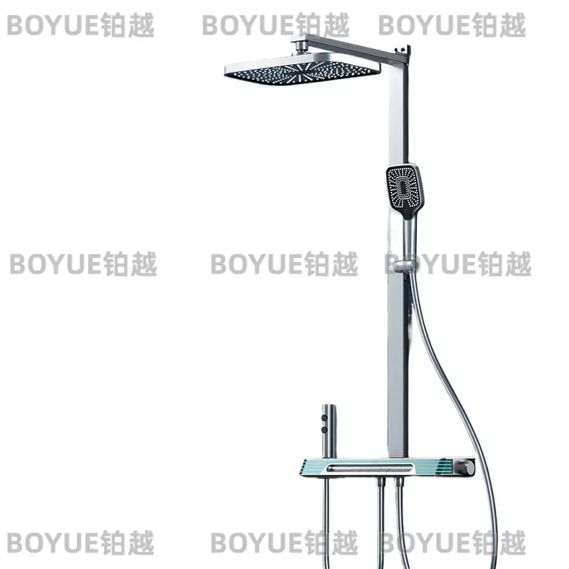Smart Digital Display Shower Set Constant Temperature High Pressure Rainfall Bathroom Fixture Ambient LED Light Thermostatic