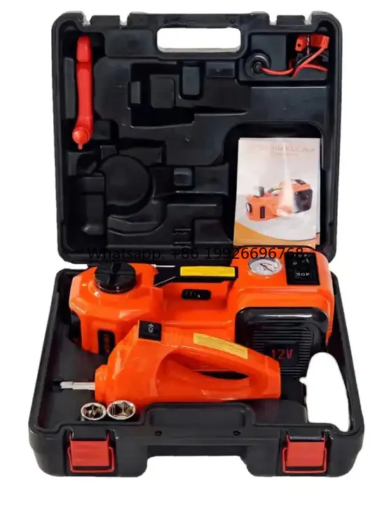 

12V DC 3.0T(6600lb) Electric Hydraulic Floor Jack Tire Inflator Pump and LED Flashlight 3 in 1 Set with Electric Impact Wrench