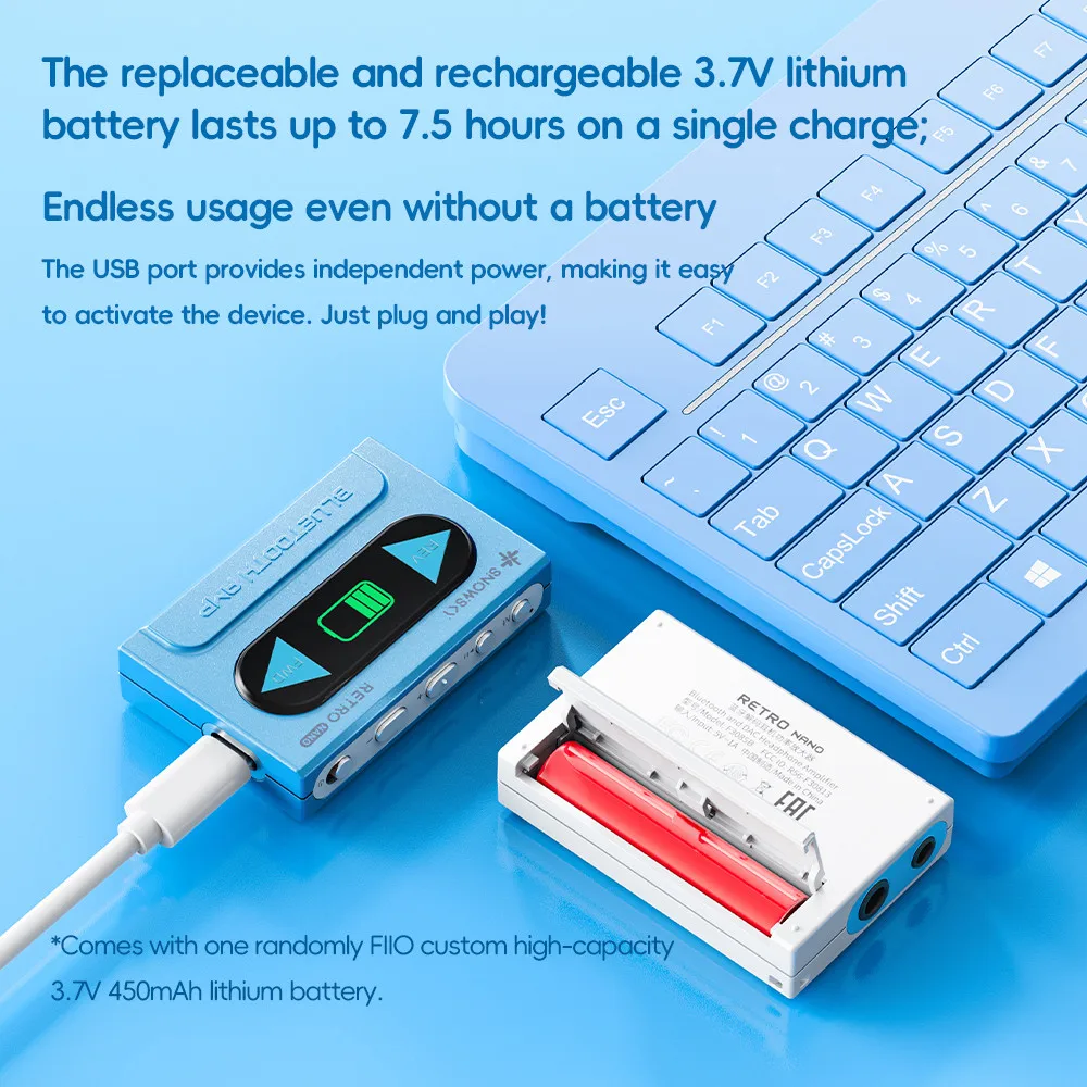 Snowsky/FiiO RETRO NANO Bluetooth DAC ومضخم ضوت سماعة الرأس LDAC/aptX Adaptive/aptX مع 3.5 مم/4.4 مم
