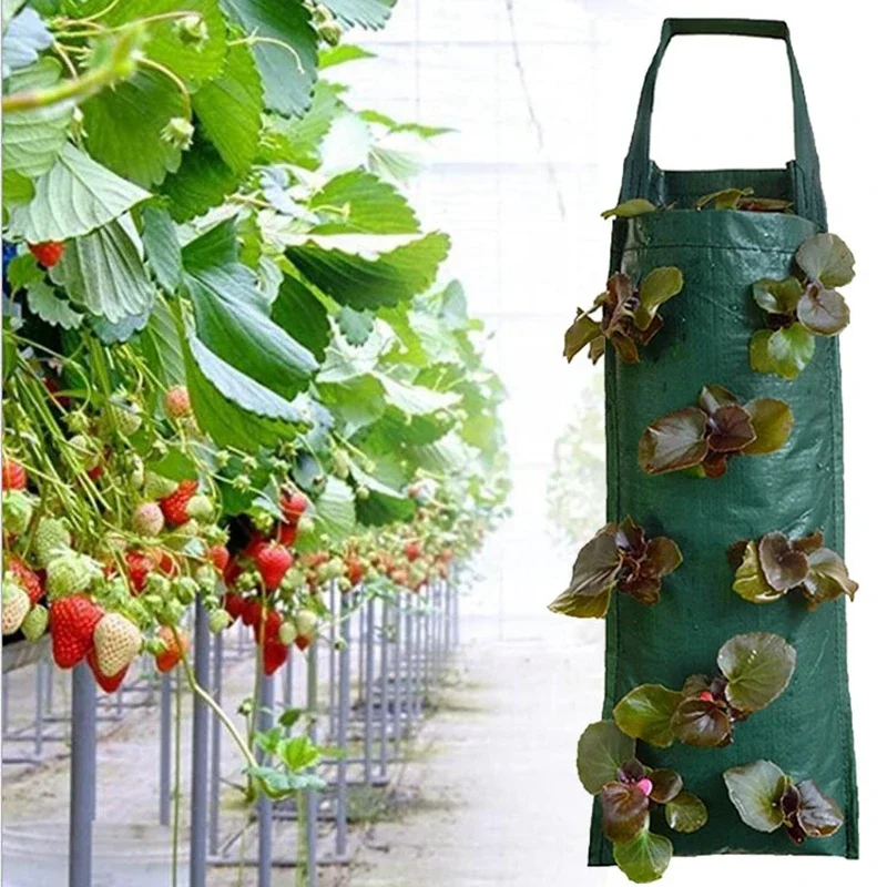 Hanging Grow Bag Strawberry Flower Planter Pots Vertical Garden Vegetable Planting Pots Indoor Outdoor Garden Accessories