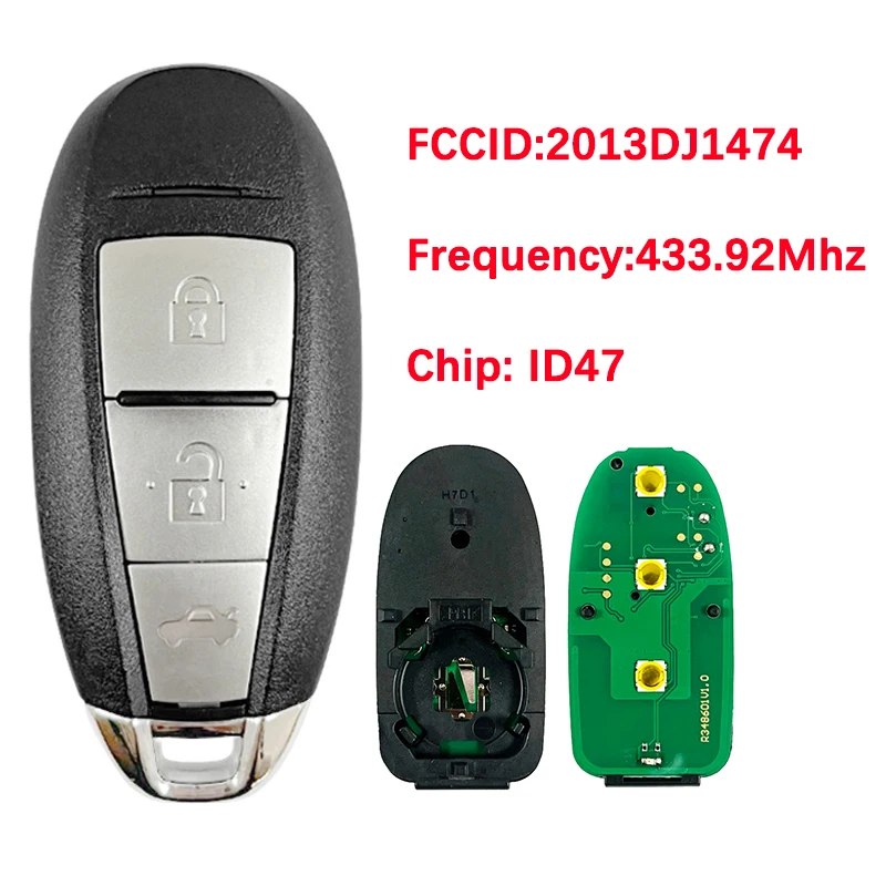 

CN048018 Aftermarket 3 Button Smart Key For Suzuki Swift Grand Vitara 2011-2016 Remote R79M0 433.92MHz ID47 P/N 2013DJ1474