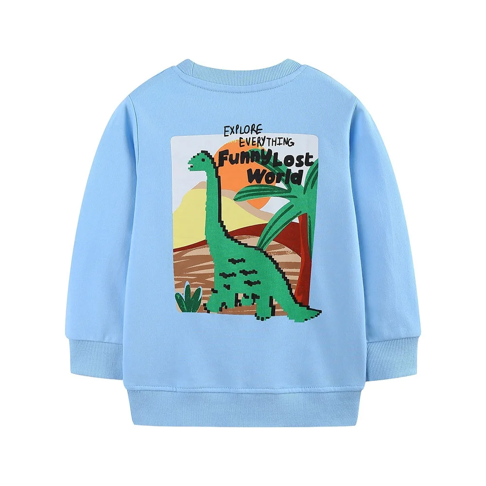 Kids Sweatshirts Jumping Meters 2-7T Dinosaurs Print Boys Girls Autumn Spring Sport Baby Shirts Tops Hot Selling Animal Theme