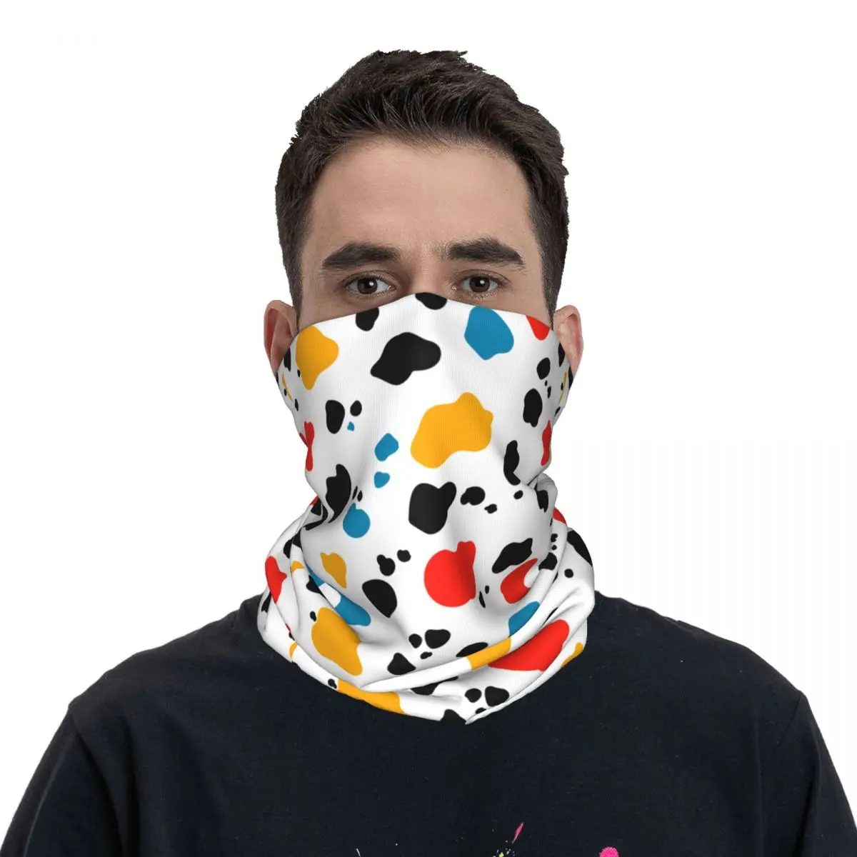 Dalmatian Wool Or Mottled Cowhide Bandana Neck Gaiter Printed Magic Scarf Balaclava Fishing for Men Women Adult Windproof