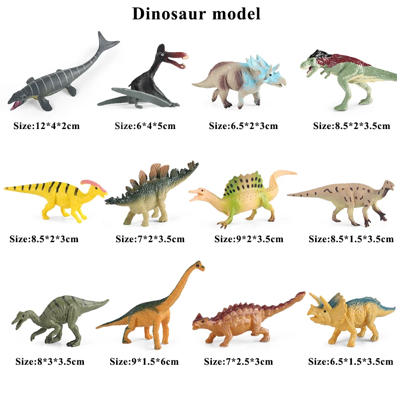 Oenux 12PCS Kleine Jurassic Dinosaurier Set Brinquedo T-Rex Velociraptor Spinosaurus Mosasaur Modell Action Figure Sammlung Kind Spielzeug – Detail 5