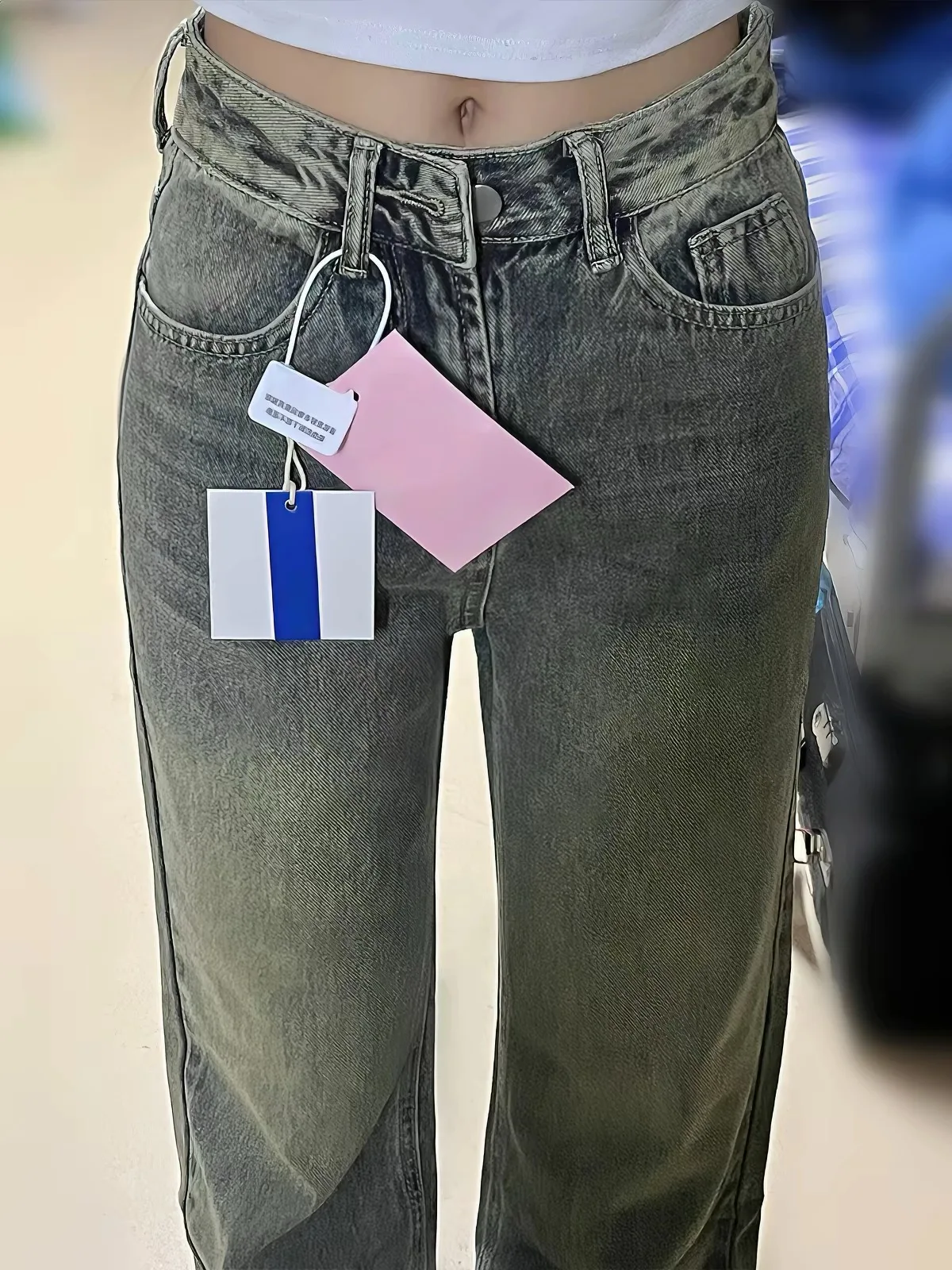 Relaxed Vintage Faded Wide Leg Denim Jeans Women's Summer New Pear Body Shape Loose Slimming American Floor-Length Pants