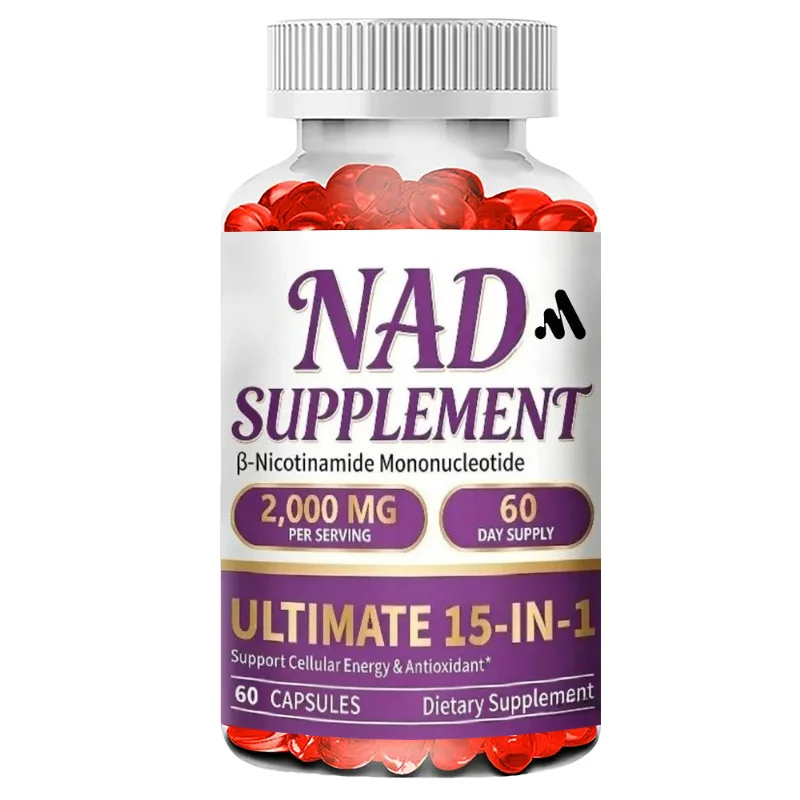 Liposomal NAD Capsules, Each 2000mg, Contain Nicotinamide Mononucleotide, Resveratrol 、 Coenzyme Q10, Quercetin, and Glutathione