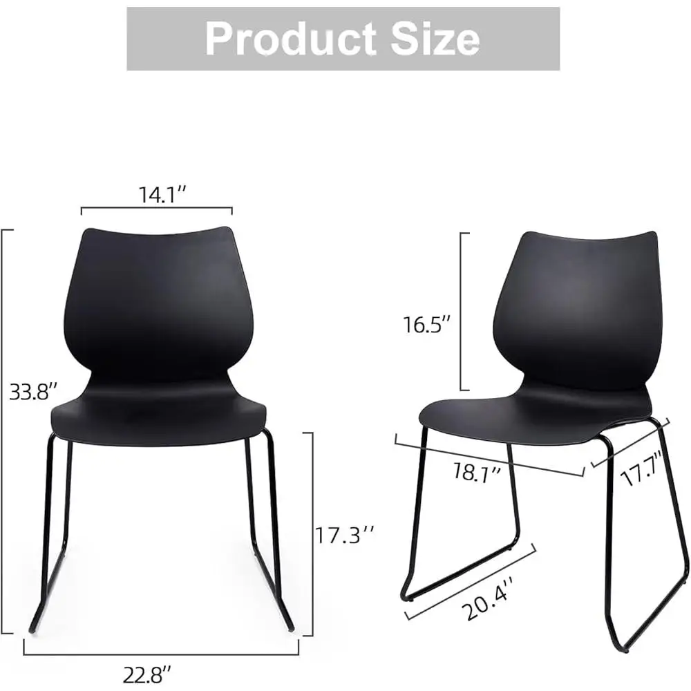 Stackable Conference Chairs Waiting Room Chairs with Back Metal Legs Durable Sled Base Office Training Guest Seating Easy