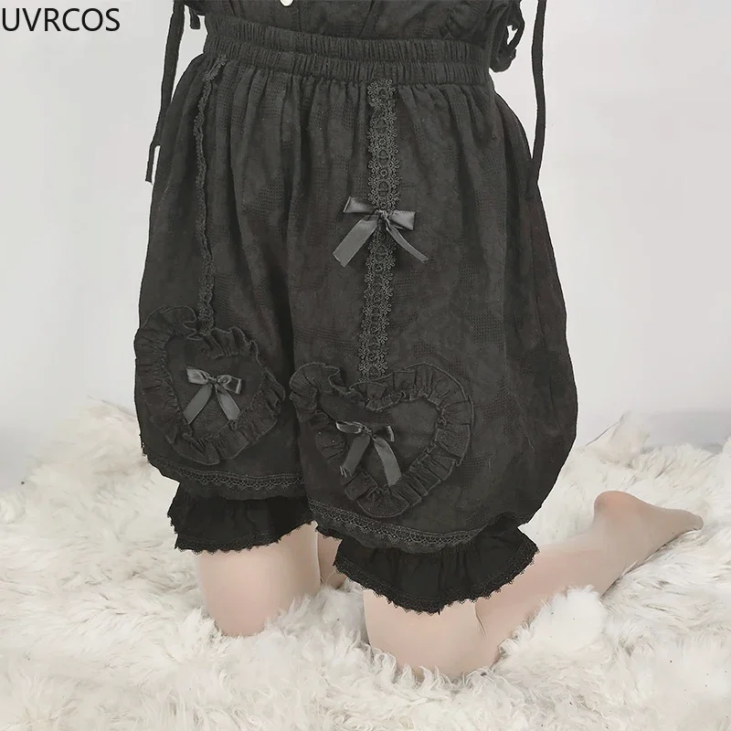 

Japanese Kawaii Lolita Safety Shorts Pants Women Sweet Lace Bow Knickers Girls Victorian Cotton Loose Pantaloons Lolita Bloomers