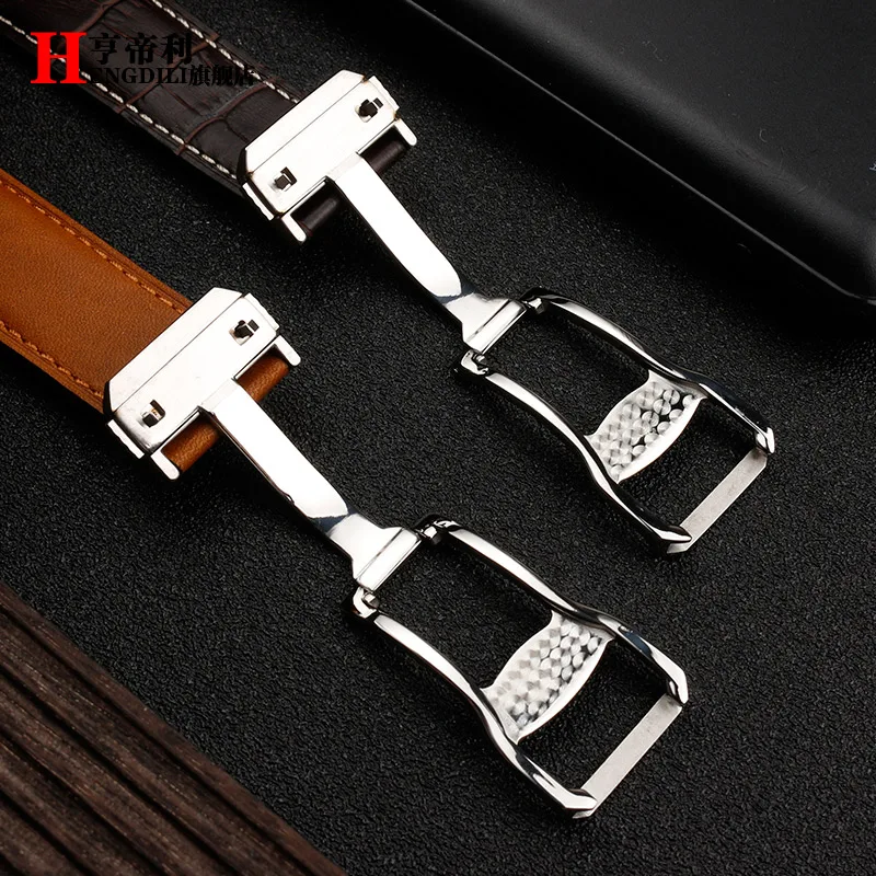 For Hamilton Khaki jazz Watch H32755851 cowhide Watch Strap Genuine Leather Ostrich skin WatchBand Folding Clasp men\'s Bracelet