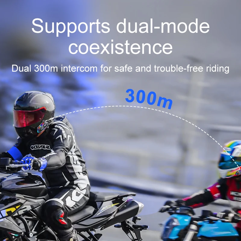 Y20 MAX Motorcycle Helmet Bluetooth Headset Intercom RGB Colorful Light With Mixing Noise Cancellation IPX6 Waterproof Intercom