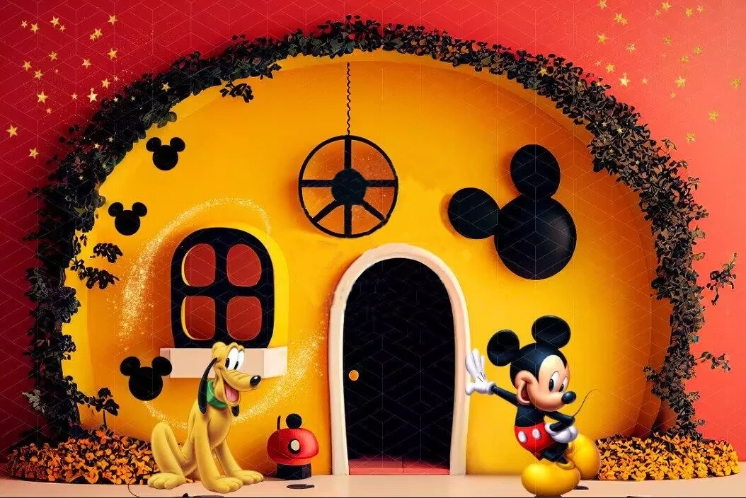 Disney Minnie Mickey Mouse Daisy Amusement Park Backdrop Photography Birthday Background Party Supplies Boys Girls Decoration