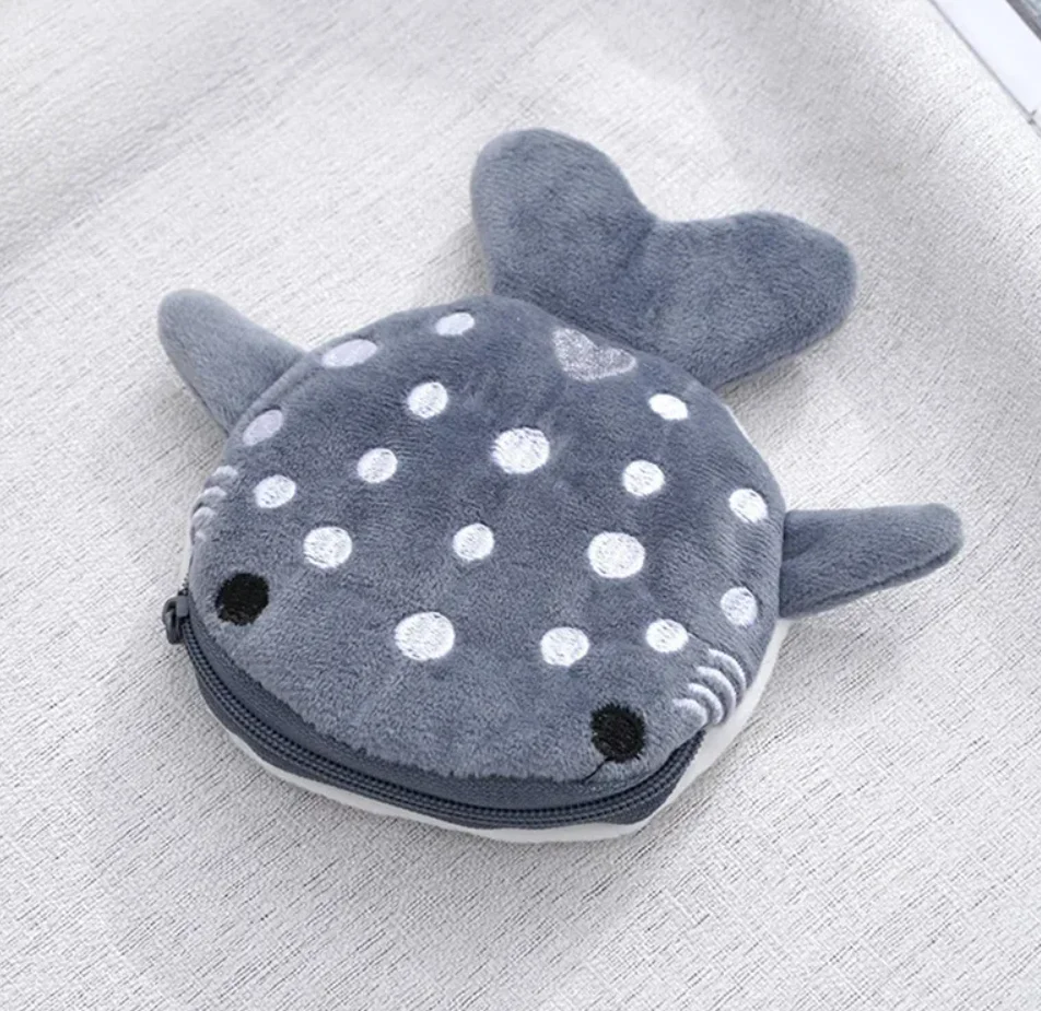 

Kawaii Whale Shark Coin Purse, Zipper Pouch for Keys & Earphones, Cute Kids Gift Organizer Storage Bag 지갑