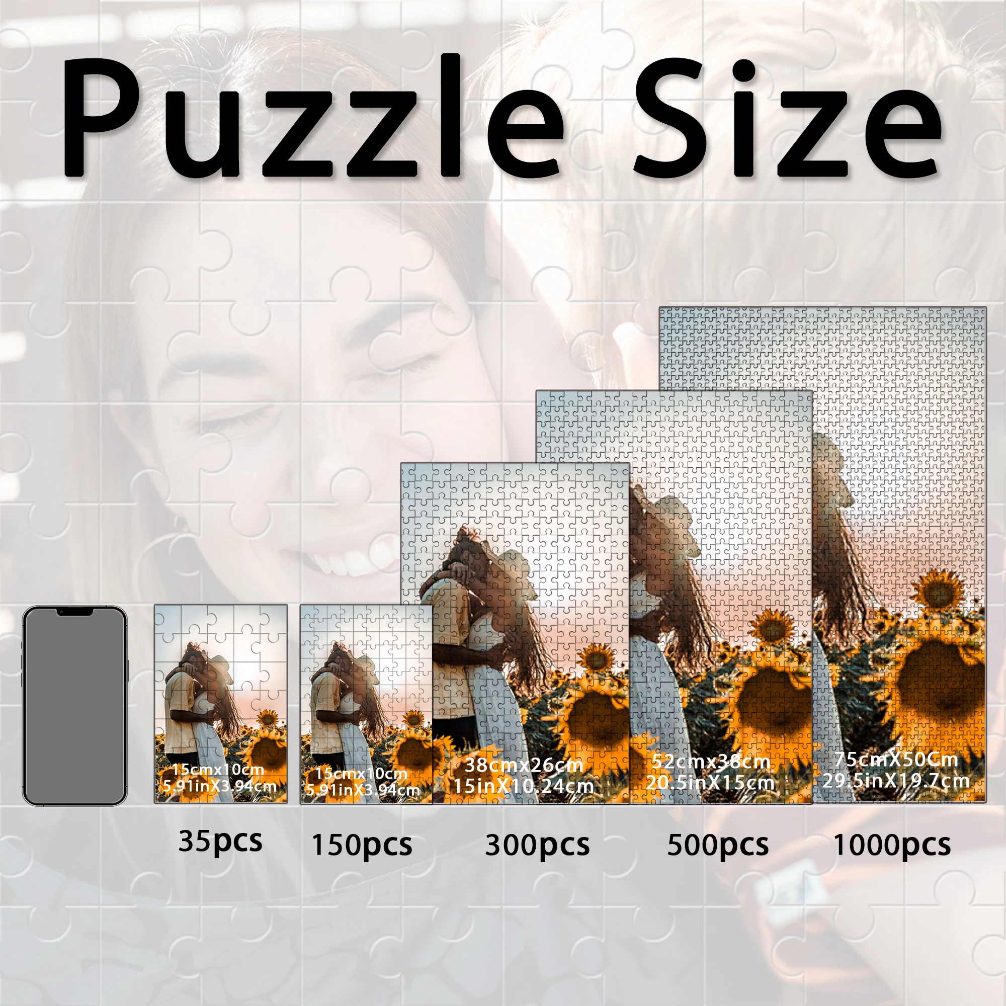 35/150/300/500/1000pcs couple hug Personalised Decompression Puzzles Custom Puzzles in Photos Jigsaw puzzle Love Gift