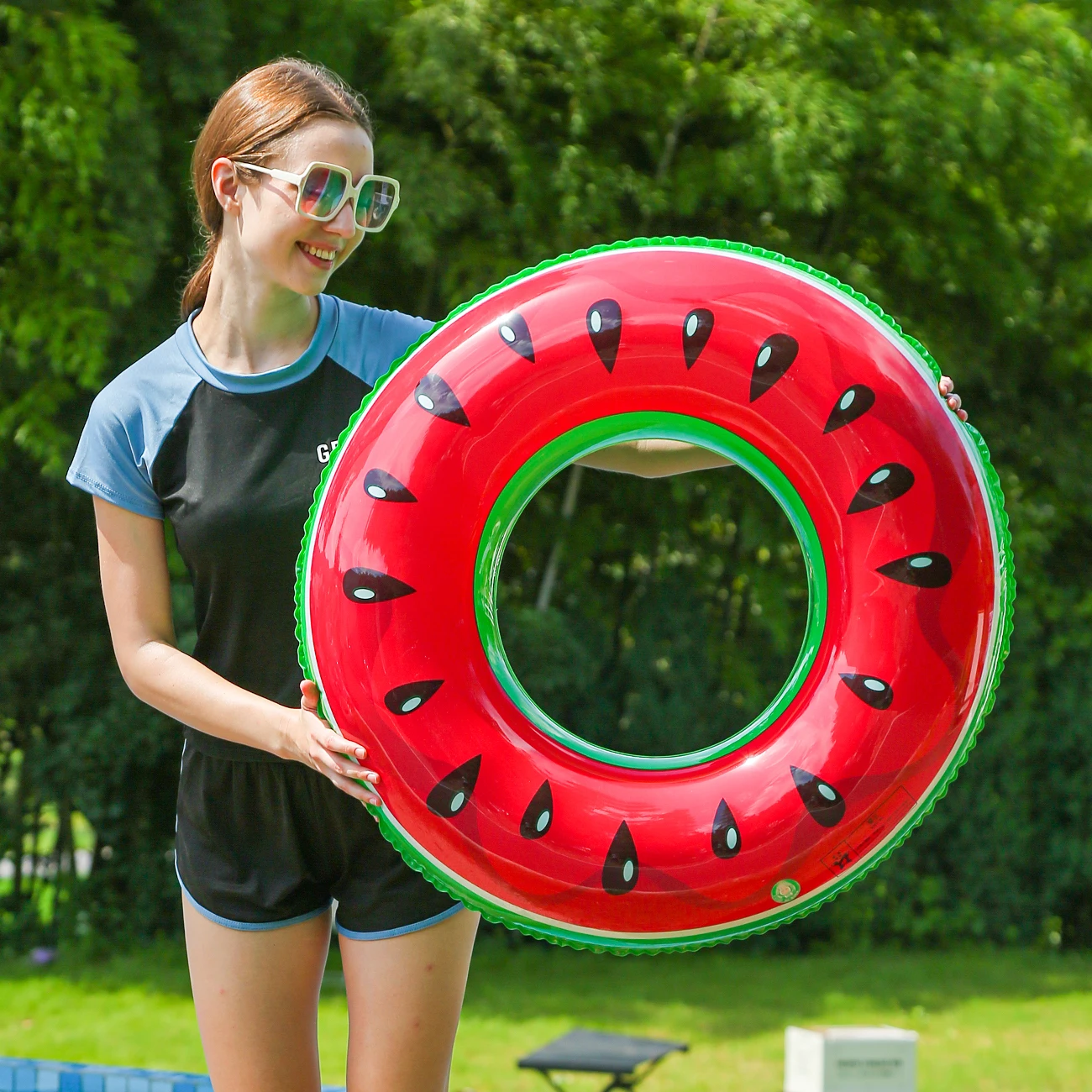 1PC Watermelon Pool Float Tube for Adults - Inflatable Swim Ring for Summer Beach Party