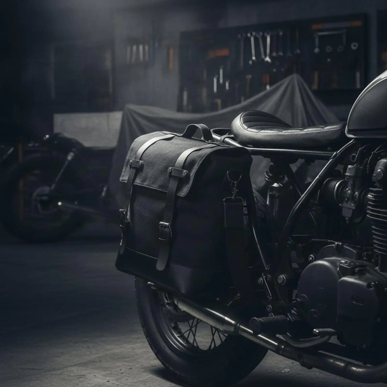 Waterproof Waxed Canvas Motorcycle Side Pannier Bag Leather Handle for Daily Carry Use