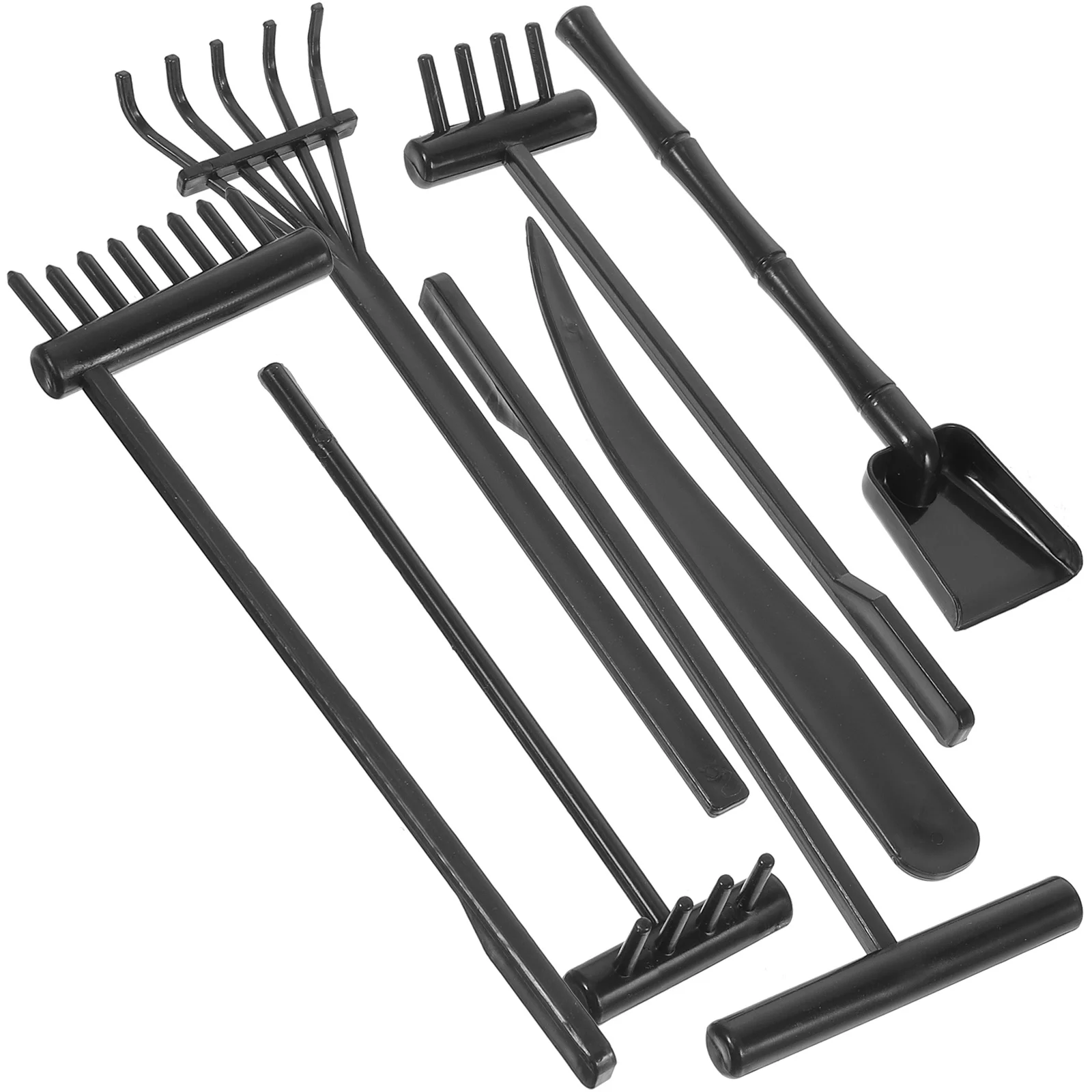 

7Pcs Zen Garden Rake Set Durable Plastic Material Spade Shovel Tools Sandbox Accessories Gardening Supplies Dry Landscape