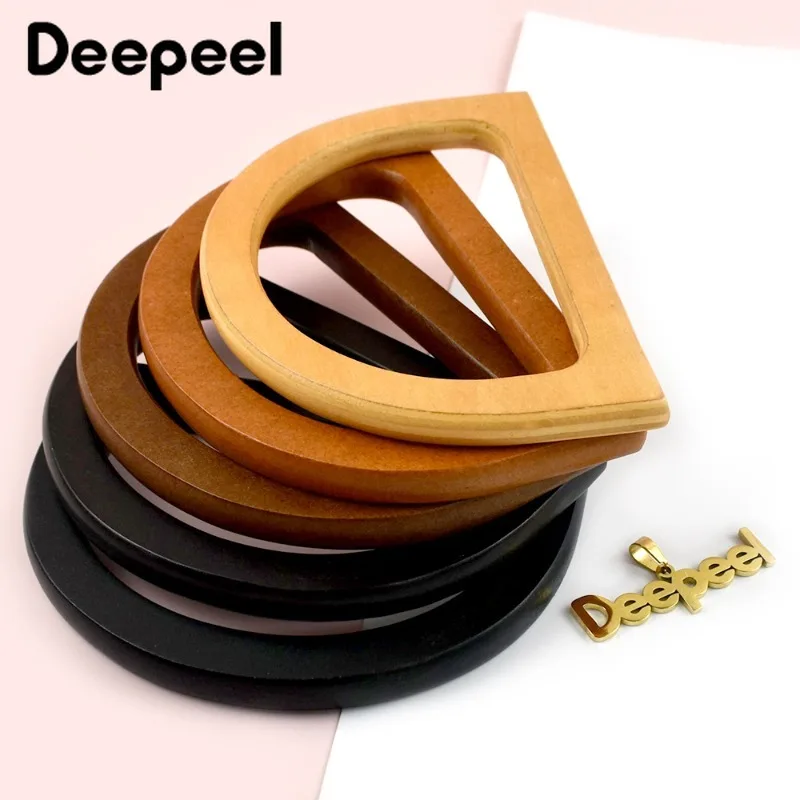 2/4Pcs 12cm Solid Wood D Ring Bag Handles Purse Frame for Handbag WovenBags Handle DIY Handmade Sewing Brackets Bags Accessories