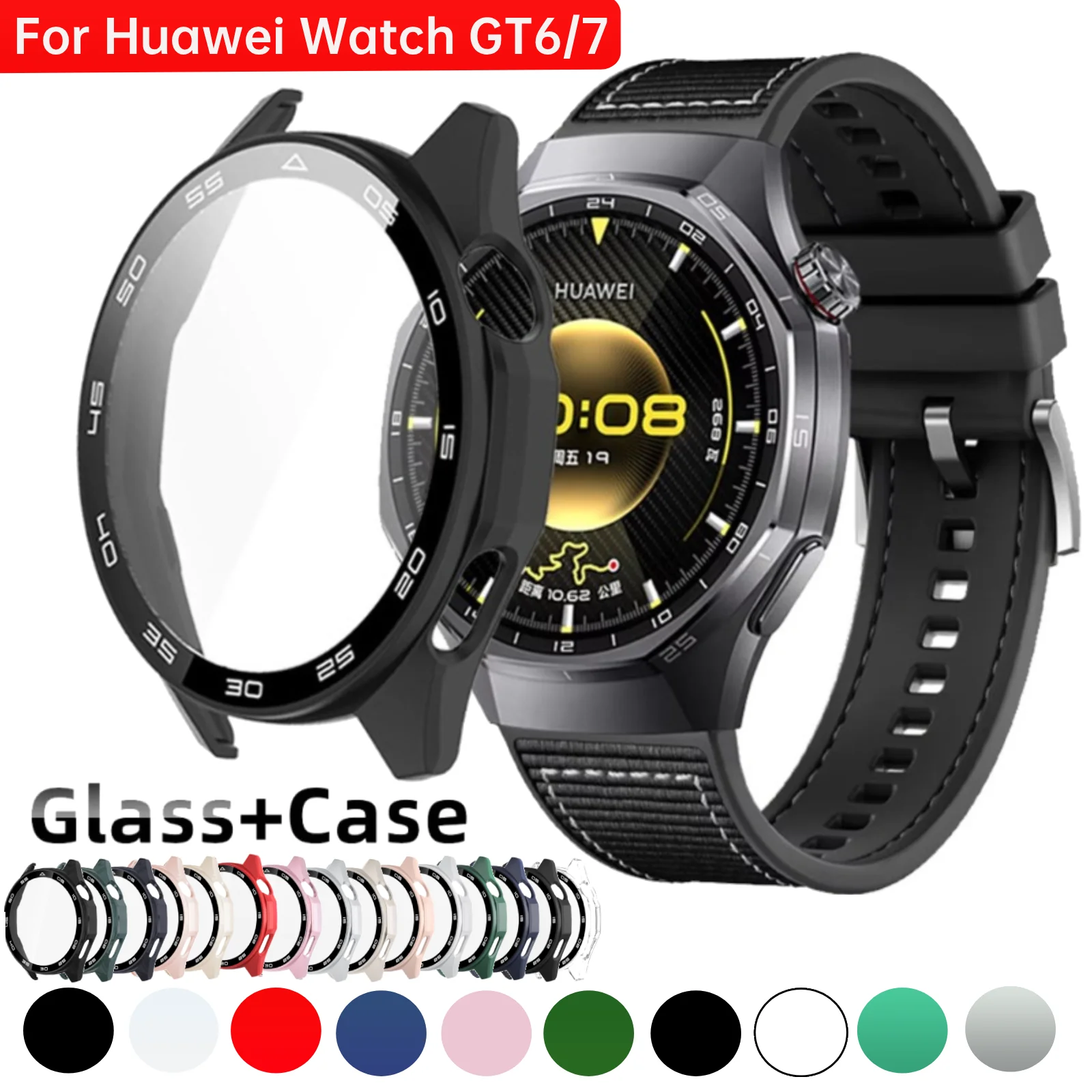 Official Scale PC Case+Tempered Glass For Huawei Watch GT6 41mm 46mm Anti-scratch Screen Protective Shell Huawei Watch GT7 Cover