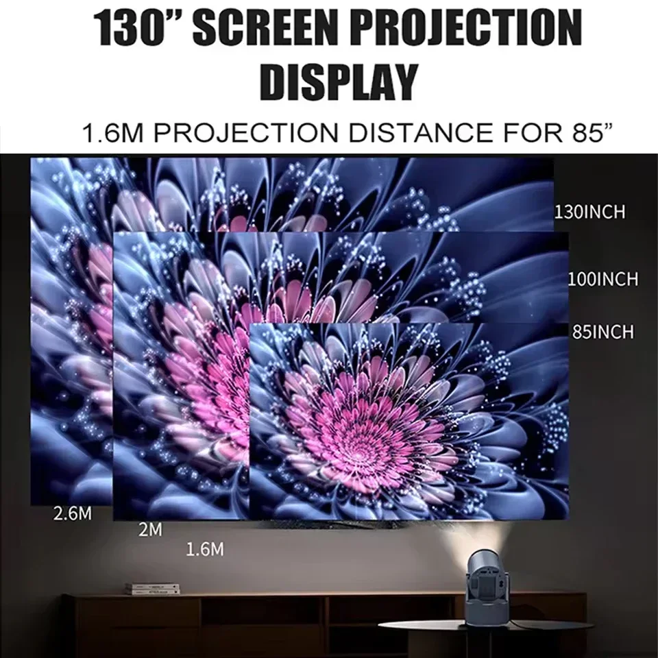 HT5 Pro Mini Newly Native 720P Android11 4K Projector 300ANSI Wifi6 BT5.0 Cinema Outdoor Portable 180° Rotable Projector