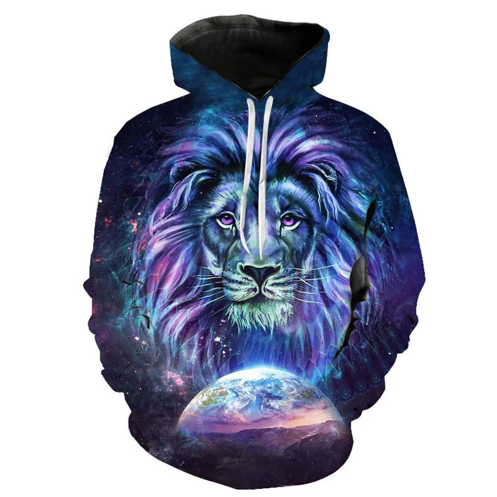 

Men's Hoodie 3D Printed Animal Lion sweatshirts clothing Daily Classic Fashion Autumn Long Sleeve Hoodies for Men