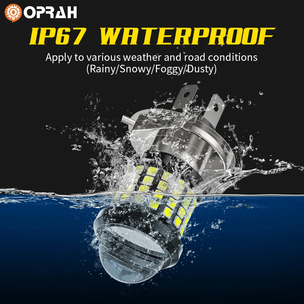 Oprah H4 LED H6 BA20D Motorcycle Headlight Bulb CSP Projector Lens White Yellow Hi/Lo Beam Lamp For Moto Scooter Accessories 12V