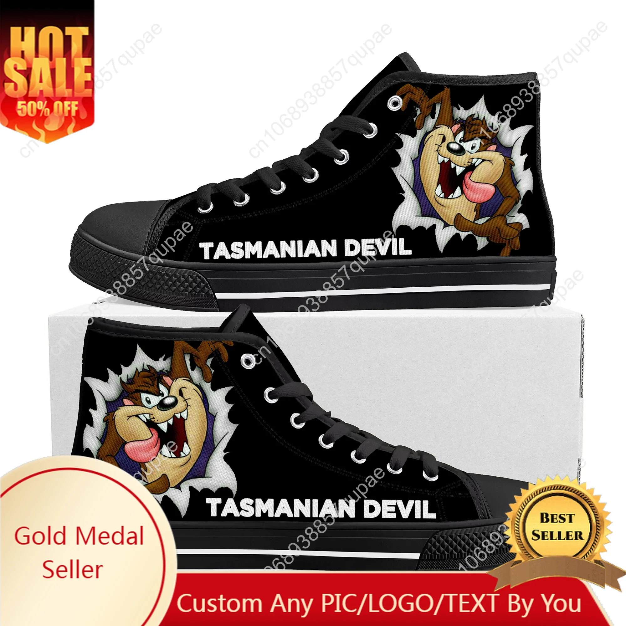 

Tazmanian Devil High Top High Quality Sneaker Men Women Teenager Canvas Sneaker Casual Custom Made Shoe Customize DIY Shoe
