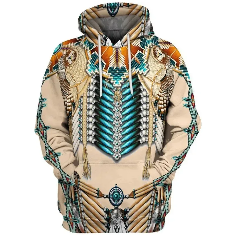 dd54Men's and 's Indian Style Hoodies 3D Print Autumn Long Sleeve Pullover Oversize Tops Sweatshirts for Women Men Costume